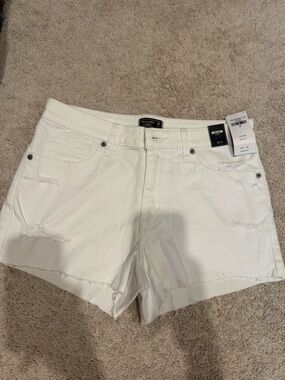 Abercrombie & Fitch White Distressed Denim Shorts